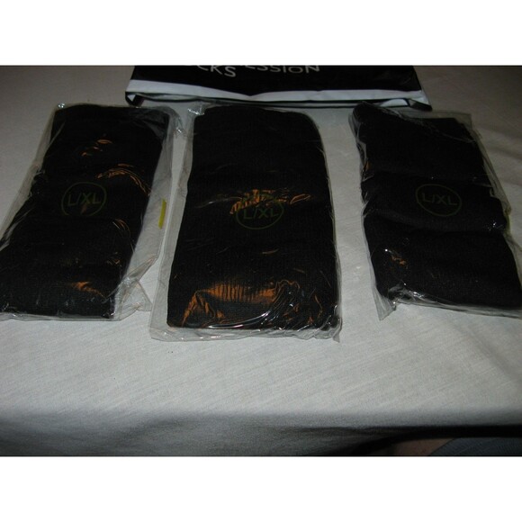 Mens Elite Performance Compression Socks Black Lot Of 3 Pairs Size L/XL NEW - Picture 2 of 3